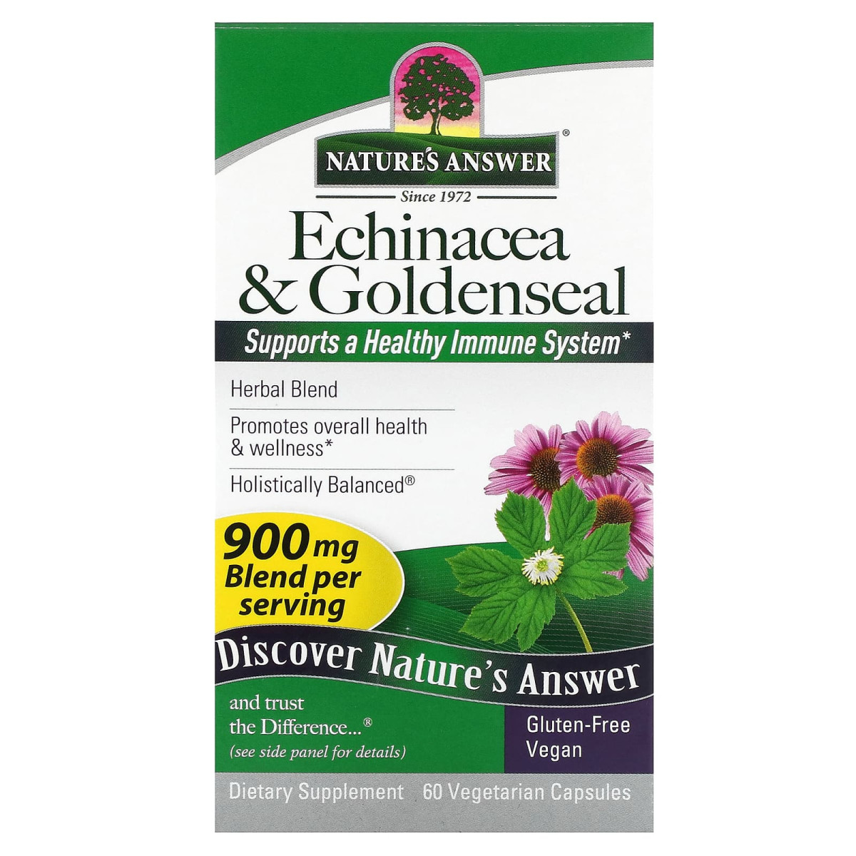 Nature's Answer, ехінацея та золотушник, 60 вегетаріанських капсул