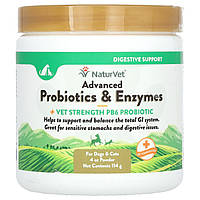 NaturVet, Advanced Probiotics & Enzymes + PB6, пробіотик Vet Strength, для собак і котів, 114 г (4 унції)