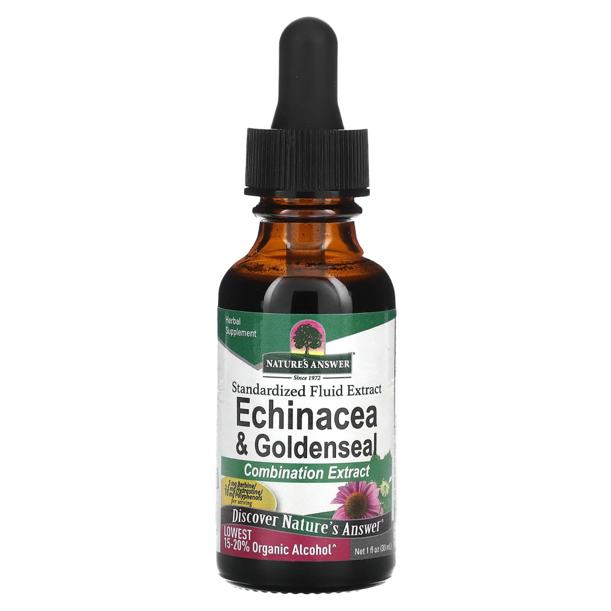 Nature's Answer, Echinacea & Goldenseal, стандартизований рідкий екстракт, 30 мл (1 рідк. унція)