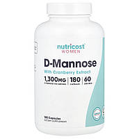 Nutricost, D-маноза з екстрактом журавлини для жінок, 180 капсул