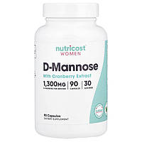 Nutricost, D-маноза з екстрактом журавлини для жінок, 90 капсул