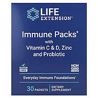 Life Extension, Иммунные пакеты с витаминами C и D, цинком и пробиотиком, 30 пакетиков