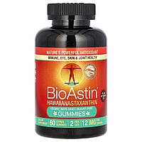 Nutrex Hawaii, BioAstin, жувальні таблетки з гавайським астаксантином, цитрусові, 12 мг, 60 жувальних таблеток (по 6 мг в 1
