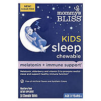 Mommy's Bliss, жувальні таблетки для сну, мелатонін і підтримка імунітету, для дітей від 3 років, ягідна суміш, 50 жувальних