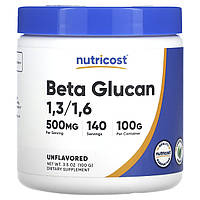 Nutricost, бета-глюкан 1,3/1,6, без смакових добавок, 500 мг, 100 г (3,5 унції)