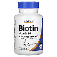 Nutricost, біотин, вітамін B7, 10 000 мкг, 150 капсул