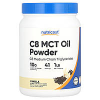 Nutricost, C8 MCT, олія в порошку, ваніль, 454 г (1 фунт)