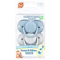 RaZbaby, пустушка Keep-It-Kleen, для дітей від 0 до 36 років, блакитно-сіра, 2 шт.