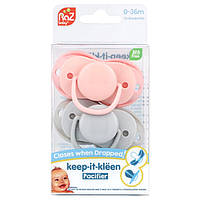 RaZbaby, пустушка Keep-It-Kleen, від 0 до 36 років, рожево-сіра, 2 шт.