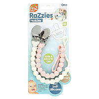 RaZbaby, тримач для соски RaZzies, від 0 місяців, рожевий/бежевий, 2 тримачі