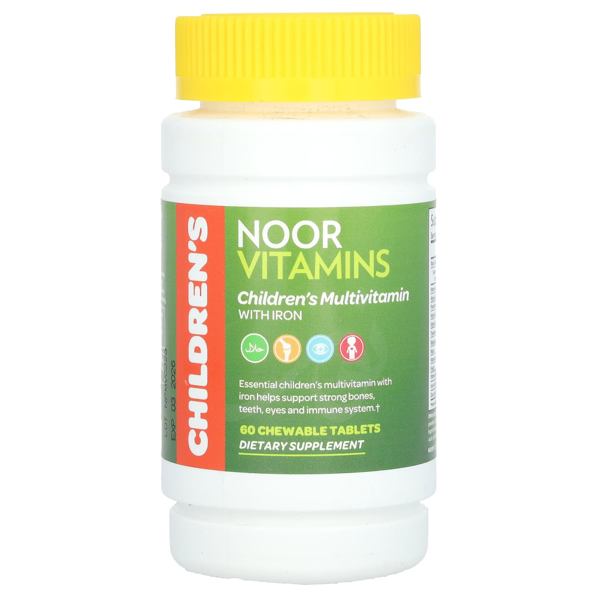 Noor Vitamins, мультивітаміни для дітей із залізом, 60 жувальних таблеток