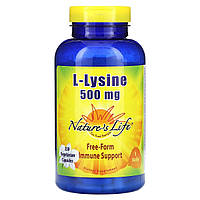 Nature's Life, L-лізин, 500 мг, 250 вегетаріанських капсул