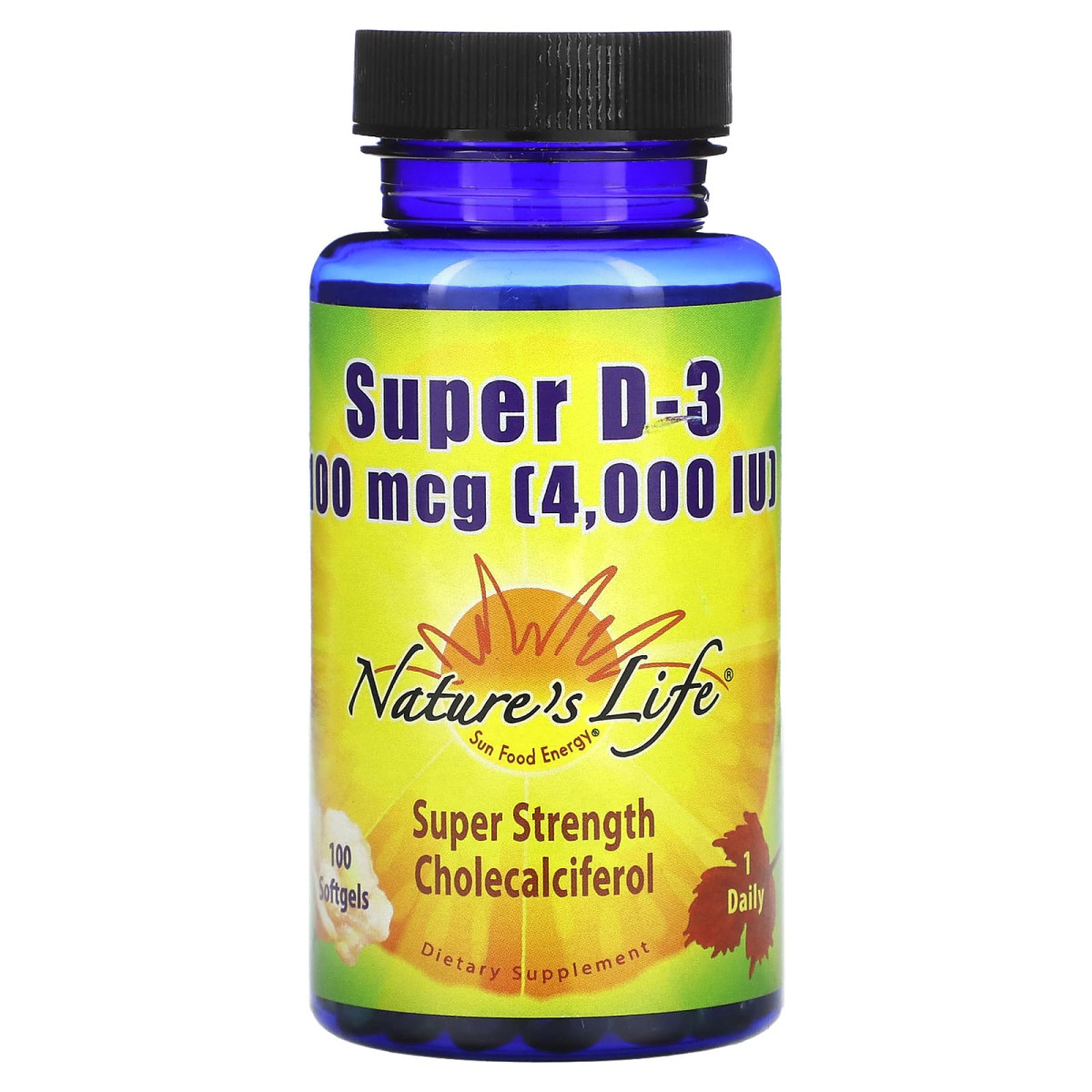 Nature's Life, Super D3, 100 мкг (4000 МО), 100 капсул