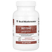 Real Mushrooms, рейші, екстракт гриба в порошку, 90 капсул