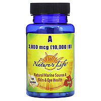 Nature's Life, вітамін A, 3000 мкг (10 000 МО), 100 капсул