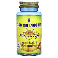 Nature's Life, вітамін E, 268 мг (400 МО), 100 капсул
