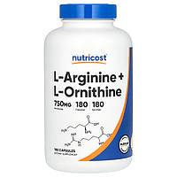 Nutricost, L-аргінін і L-орнітин, 750 мг, 180 капсул