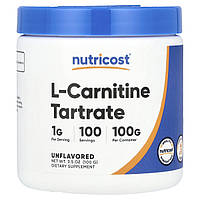 Nutricost, L-карнітин тартрат, без смакових добавок, 100 г (3,5 унції)