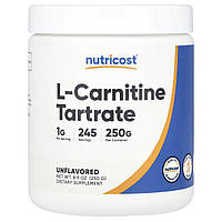 Nutricost, L-карнітин тартрат, без смакових добавок, 250 г (8,9 унції)