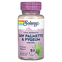 Solaray, Vital Extracts, Saw Palmetto & Pygeum із цинком, 60 капсул VegCaps