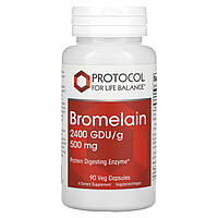 Protocol for Life Balance, бромелаїн, 2400 GDU/г, 500 мг, 90 вегетаріанських капсул