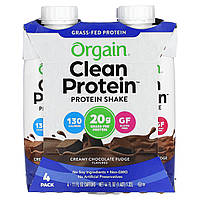 Orgain, Clean Protein, протеїновий коктейль, вершково-шоколадна помадка, 4 шт. по 330 мл (11 рідк. унцій)