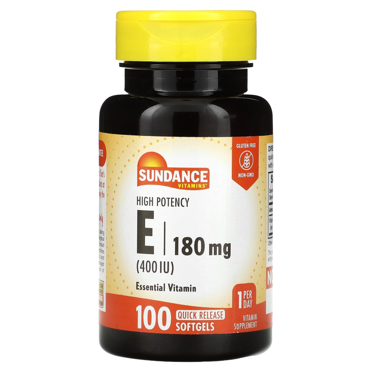 Sundance Vitamins, високоефективна добавка E, 180 мг (400 МО), 100 капсул зі швидким вивільненням