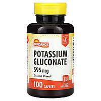 Sundance Vitamins, глюконат калію, 595 мг, 100 капсул