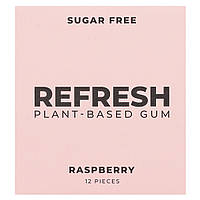 Refresh Gum, рослинна жувальна камедь, малина, 12 штук