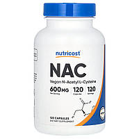 Nutricost, NAC, веганський N-ацетил-L-цистеїн, 600 мг, 120 капсул