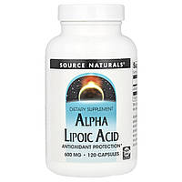 Source Naturals, альфа-ліпоєва кислота, 600 мг, 120 капсул