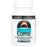 Source Naturals, мідь, 3 мг, 120 таблеток