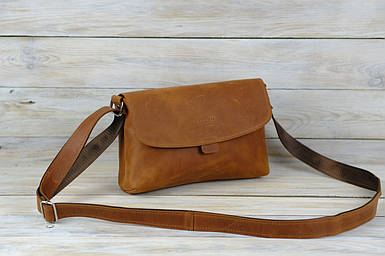 Жіноча сумка Віталія з натуральної шкіри колір Коньяк