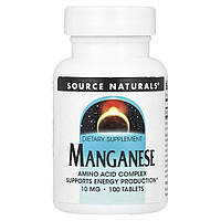 Source Naturals, марганець, 10 мг, 100 таблеток