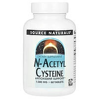 Source Naturals, N-ацетилцистеїн, 1000 мг, 60 таблеток