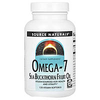 Source Naturals, Omega-7, олія з плодів обліпихи, 120 веганських капсул