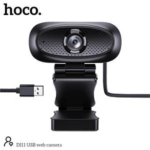 Web камера HOCO USB web camera with Audio focus DI11 |2KHD, 4Mpx, 1.5m| black