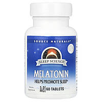 Source Naturals, Sleep Science®, мелатонін, 5 мг, 60 таблеток