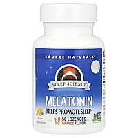 Source Naturals, Sleep Science®, мелатонін, апельсин, 5 мг, 50 пастилок