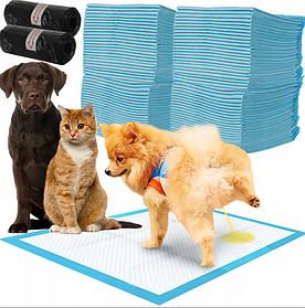 Одноразові пелюшки гігієнічні для собак і цуценят 33 х 45 см (50 шт) + пакети