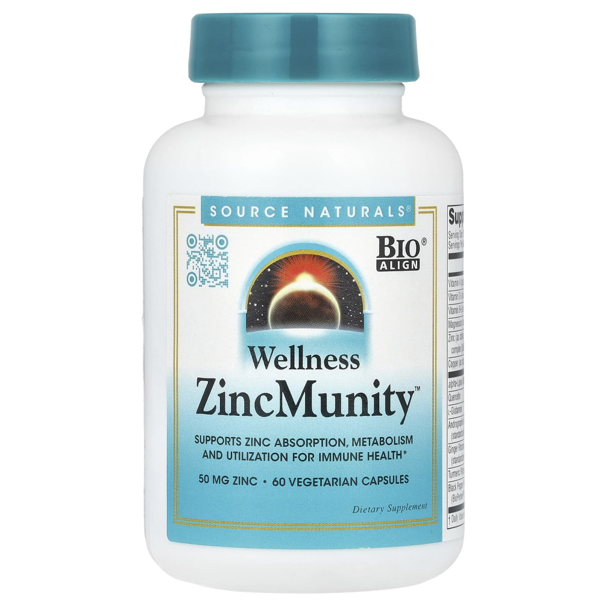 Source Naturals, Wellness, ZincMunity™, 50 мг, 60 вегетаріанських капсул