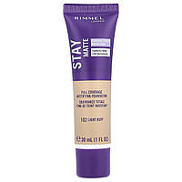 Rimmel London, Stay Matte, Full Coverage Mattifying Foundation, 102 Light Buff, 1 fl oz (30 ml)