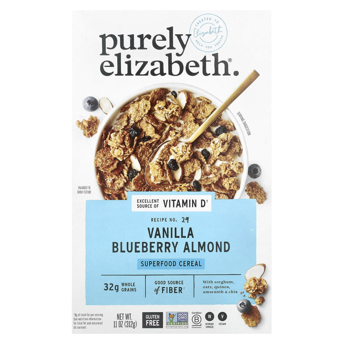 Purely Elizabeth, пластівці з суперфудом, ваніль, лохина й мигдаль, 312 г (11 унцій)
