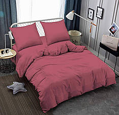 Бордова постільна білизна Жатка 200х220 см, однотонна 90% бавовни, розмір євро (Gе-69)