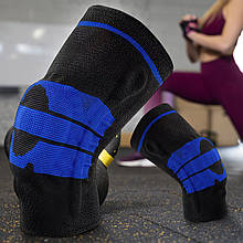 Еластичний бандаж-фіксатор для колінного суглоба Knee Support Чорно-синій М