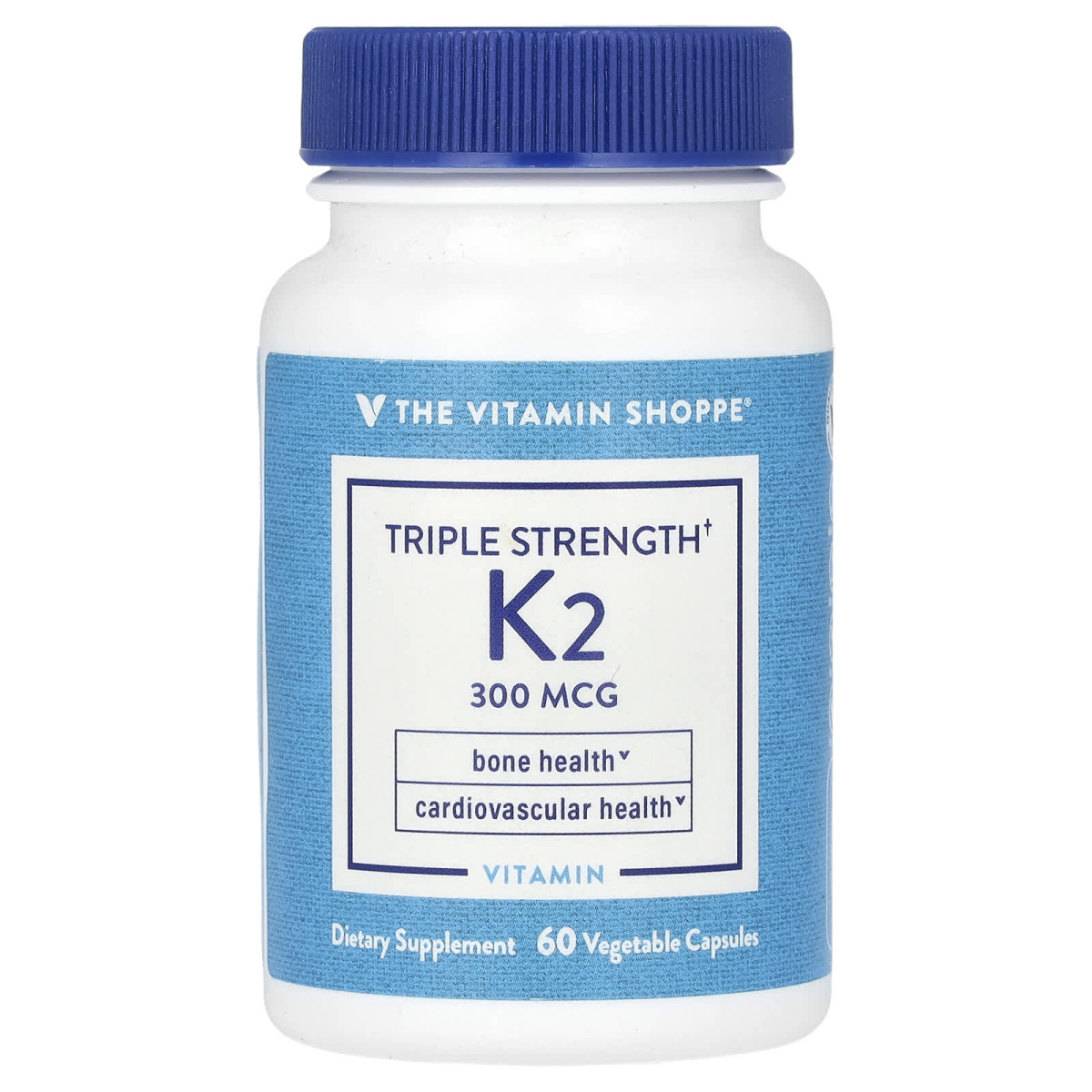 The Vitamin Shoppe, вітамін K2 потрійної сили, 300 мкг, 60 рослинних капсул
