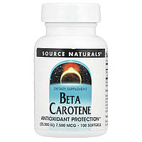Бета Каротин Вітамін А Source Naturals (Beta Carotene) 25000 МО 100 желатинових капсул