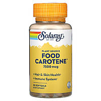 Бета-каротин харчовий Solaray (Food Carotene) 7500 мкг 50 гелевих капсул
