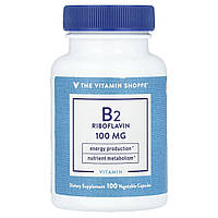 The Vitamin Shoppe, вітамін B2, рибофлавін, 100 мг, 100 рослинних капсул