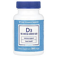 The Vitamin Shoppe, вітамін D3, 10 мкг (400 МО), 200 капсул